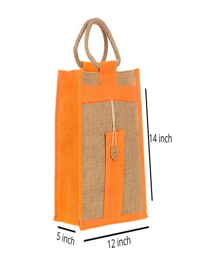 Handmakers ! Orange & Beige Jute Handbags | Gift Bag | Fashion Bags (Set of Two) - Image 3