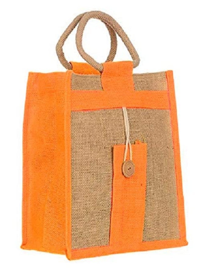 Handmakers ! Orange & Beige Jute Handbags | Gift Bag | Fashion Bags (Set of Two) - Image 2