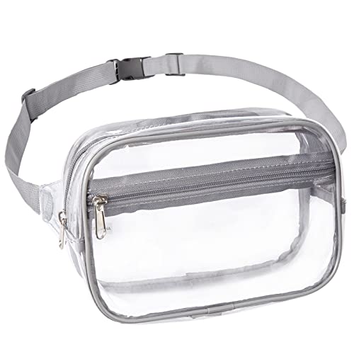 Clearworld Fanny Pack, Clear Fanny Pack for Women Men, Stadium Approved Waist Pack with Adjustable Strap,Fashion Belt Bag for Festival, Games,Travel and Concerts,Gray - Image 1