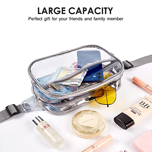 Clearworld Fanny Pack, Clear Fanny Pack for Women Men, Stadium Approved Waist Pack with Adjustable Strap,Fashion Belt Bag for Festival, Games,Travel and Concerts,Gray - Image 4