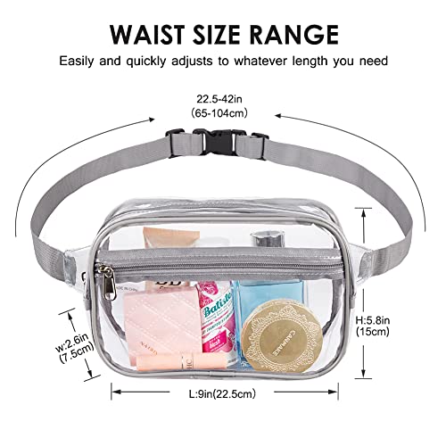 Clearworld Fanny Pack, Clear Fanny Pack for Women Men, Stadium Approved Waist Pack with Adjustable Strap,Fashion Belt Bag for Festival, Games,Travel and Concerts,Gray - Image 3