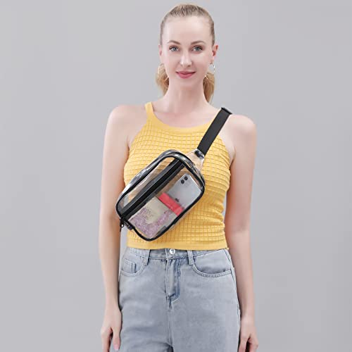 Clearworld Fanny Pack, Clear Fanny Pack for Women Men, Stadium Approved Waist Pack with Adjustable Strap,Fashion Belt Bag for Festival, Games,Travel and Concerts,Gray - Image 2