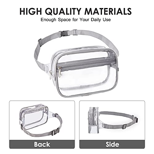Clearworld Fanny Pack, Clear Fanny Pack for Women Men, Stadium Approved Waist Pack with Adjustable Strap,Fashion Belt Bag for Festival, Games,Travel and Concerts,Gray - Image 5