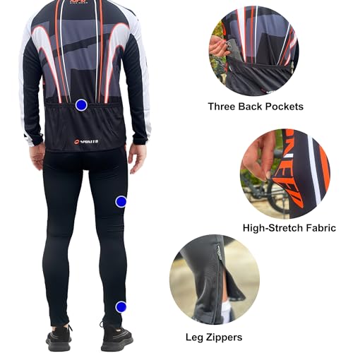 sponeed Bicycle Clothing Men Windproof Bike Pants Padded Long Sleeve Spring Gear Suits for Biking Outfits US L Multi - Image 5