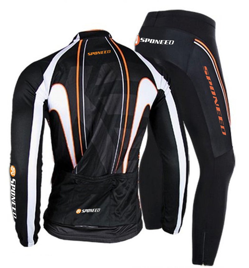 sponeed Bicycle Clothing Men Windproof Bike Pants Padded Long Sleeve Spring Gear Suits for Biking Outfits US L Multi - Image 2