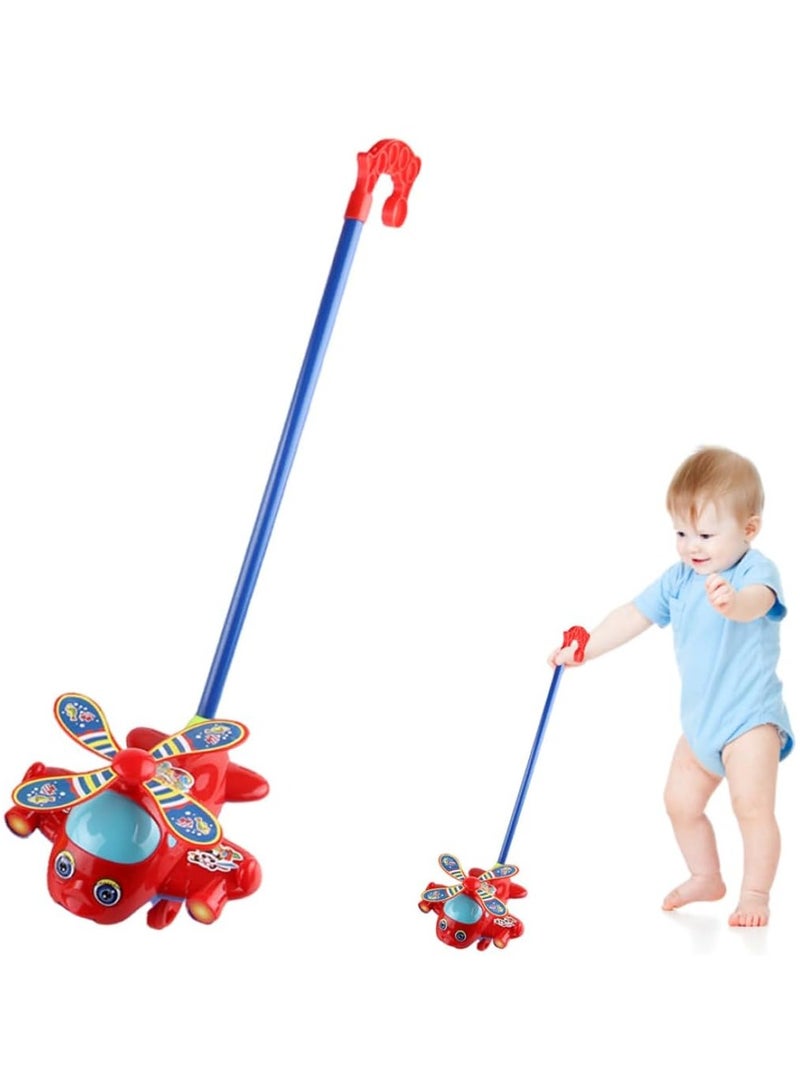 REZZOSS NEW REZZOSS Push Along Airplane Toy, Push Airplane Toy, Push Along Toys Baby Pushing Airplane Toy with Long Handle Walking Toy for Toddlers - Image 2