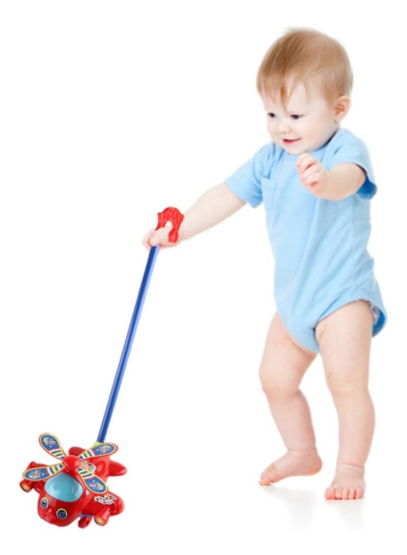 REZZOSS NEW REZZOSS Push Along Airplane Toy, Push Airplane Toy, Push Along Toys Baby Pushing Airplane Toy with Long Handle Walking Toy for Toddlers - Image 3