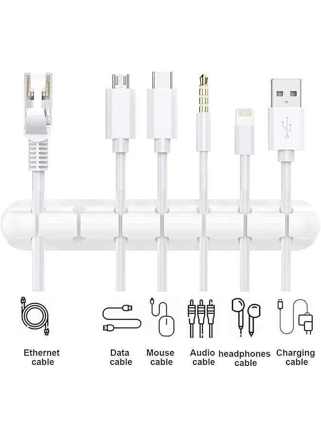 SMILEE Cable Holder Clips 3 Pack Cable Management Cord Organizer Clips Silicone Self Adhesive For Desktop Usb Charging Cable Power Cord Mouse Cable Wire Pc Office Home White - Image 3