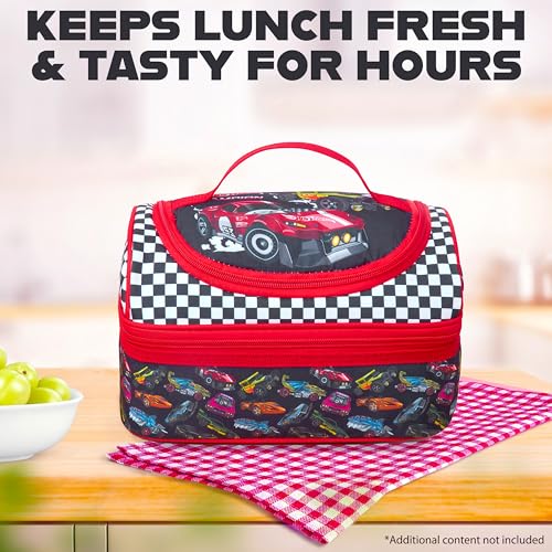 Get Trend Hot Wheels Lunch Bag Cute Insulated Lunch Box with Two Compartments for Picnic Snacks Cooler Bag Gifts for Kids (Multi Hot Wheels) - Image 5