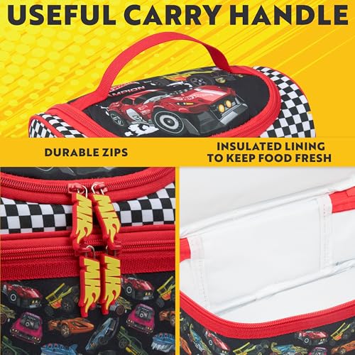 Get Trend Hot Wheels Lunch Bag Cute Insulated Lunch Box with Two Compartments for Picnic Snacks Cooler Bag Gifts for Kids (Multi Hot Wheels) - Image 4
