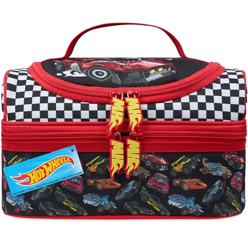 Get Trend Hot Wheels Lunch Bag Cute Insulated Lunch Box with Two Compartments for Picnic Snacks Cooler Bag Gifts for Kids (Multi Hot Wheels) - Image 1