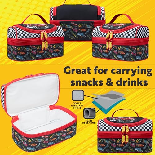 Get Trend Hot Wheels Lunch Bag Cute Insulated Lunch Box with Two Compartments for Picnic Snacks Cooler Bag Gifts for Kids (Multi Hot Wheels) - Image 3
