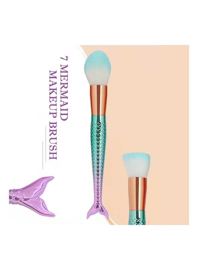 نيبمينينت 7-Piece Mermaid Makeup Brush Set Green/Pink - Image 4