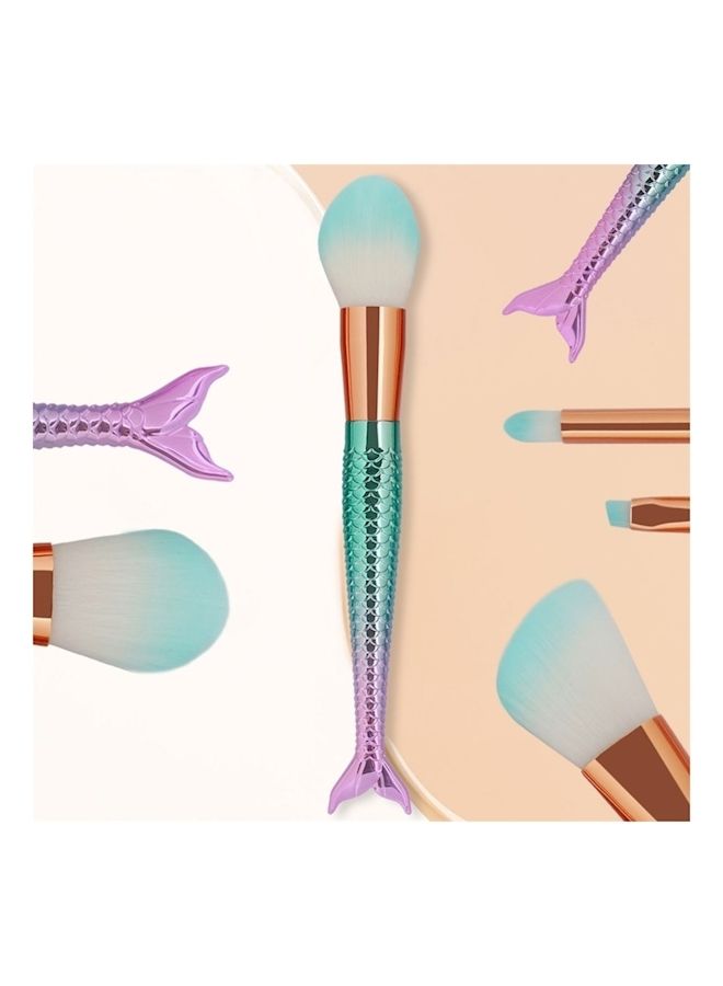 نيبمينينت 7-Piece Mermaid Makeup Brush Set Green/Pink - Image 5