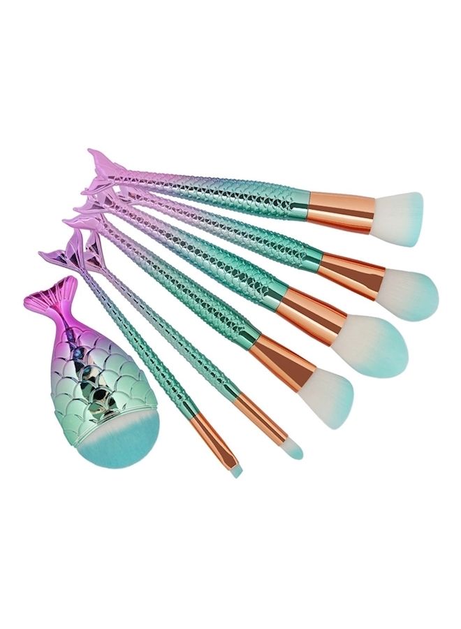 نيبمينينت 7-Piece Mermaid Makeup Brush Set Green/Pink - Image 3