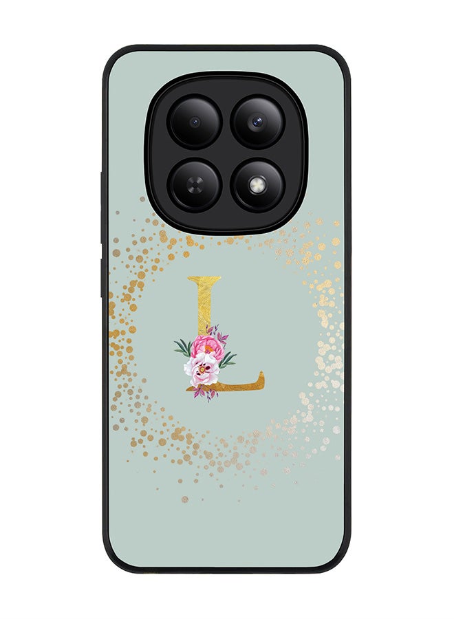 For Xiaomi Redmi Note 15 4G Case,Slim fit Camera Protection, Shockproof Thin Phone cover  - Custom Monogram Floral - L  (Light Grey )