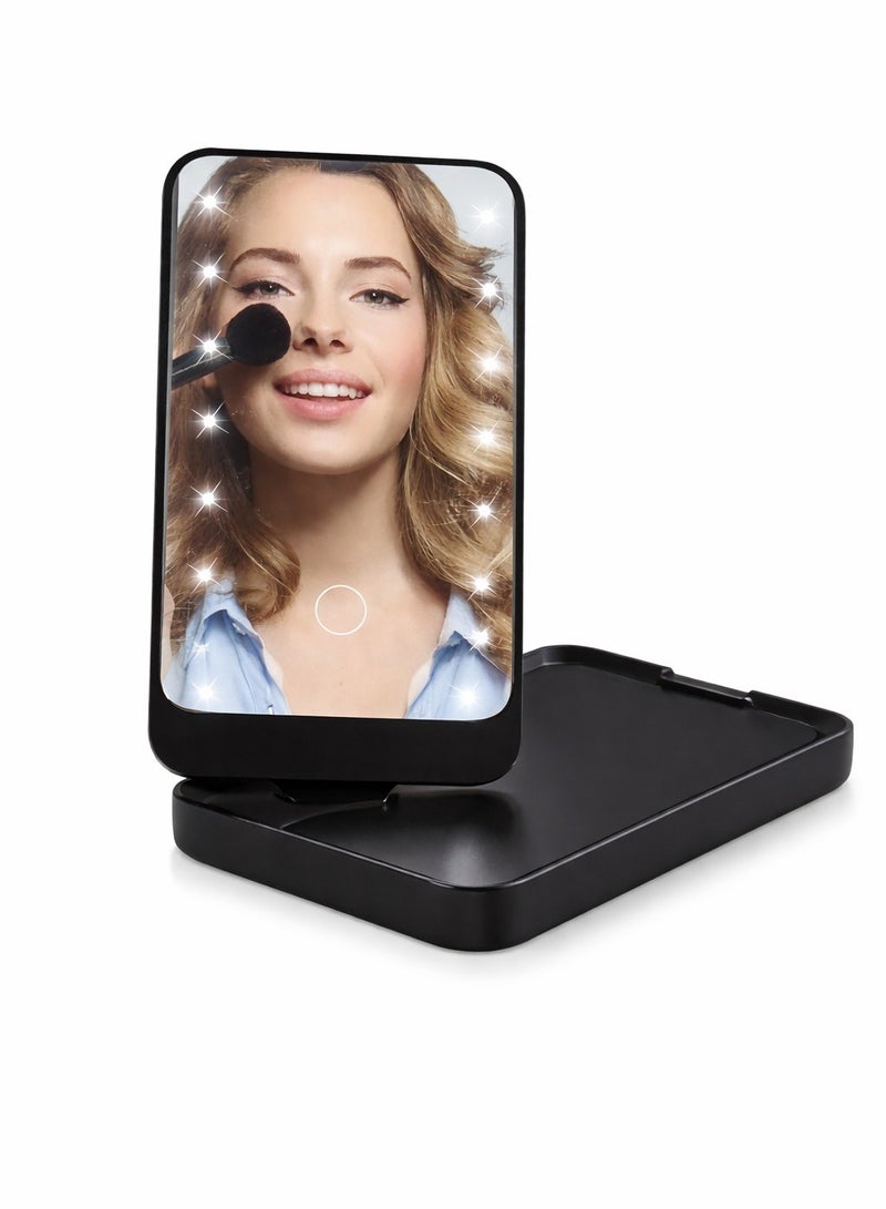 Rechargeable makeup mirror with LED lights, portable beauty mirror with touch screen