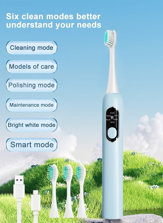 jocelee Electric Toothbrush for Adults with 4 Brush Heads 6 Cleaning Modes and 30s Zone Change Reminder IP65 Class Waterproof Power Toothbrushes Ultrasonic Toothbrush Dental Cleaning - Image 1