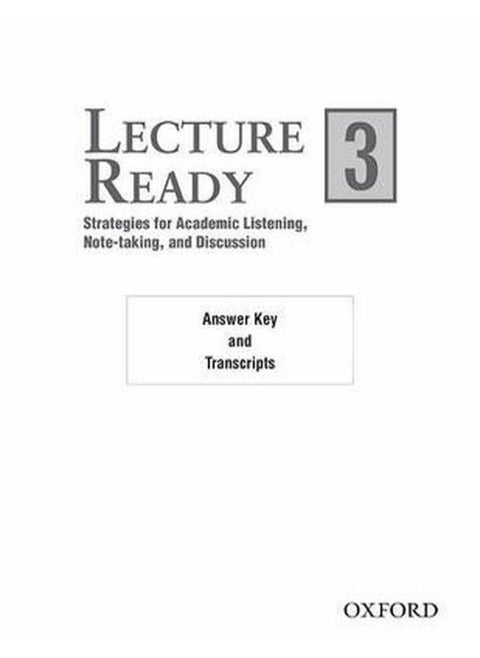 Lecture Ready 3: Answer Key/Script