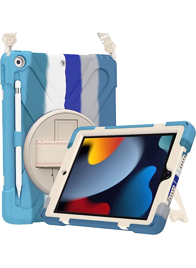 Procases Ipad 10.2 Case 2021 9Th/2020 8Th/2019 7Th Generation Case, Rugged Heavy Duty Shockproof Rotatable Kickstand Protective Cover For 10.2" Ipad 9Th/8Th/7Th Gen -Colorfulblue - Image 1