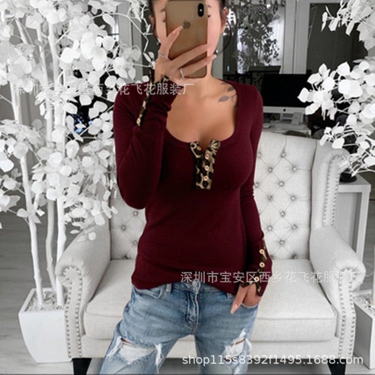 Europe and the United States 2021 spring and autumn new sexy foreign trade self-cultivation slimming big cuffs slit T-shirt women's women's women's T-shirt white XL - Image 2
