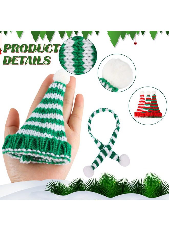 FOIMAS 8pcs Mini Christmas Knit Hats Doll Santa Hat and Scarves for Christmas Crafts Wine Bottle Topper Tree Home Decoration - Image 2