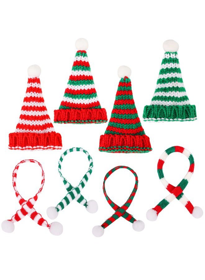 FOIMAS 8pcs Mini Christmas Knit Hats Doll Santa Hat and Scarves for Christmas Crafts Wine Bottle Topper Tree Home Decoration - Image 1