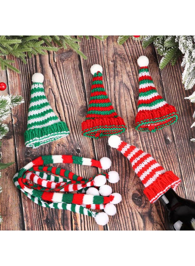 FOIMAS 8pcs Mini Christmas Knit Hats Doll Santa Hat and Scarves for Christmas Crafts Wine Bottle Topper Tree Home Decoration - Image 4