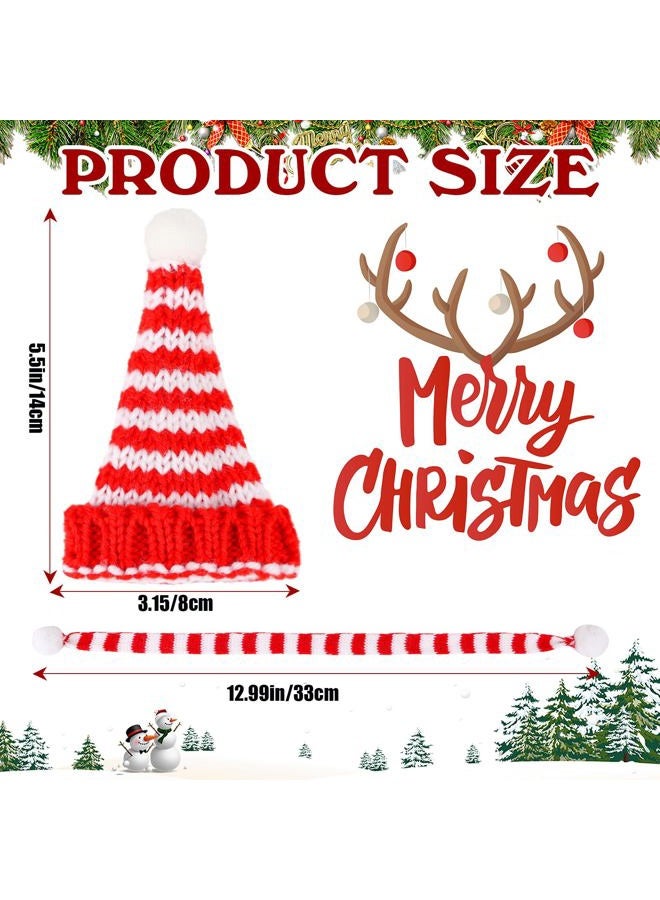 FOIMAS 8pcs Mini Christmas Knit Hats Doll Santa Hat and Scarves for Christmas Crafts Wine Bottle Topper Tree Home Decoration - Image 3