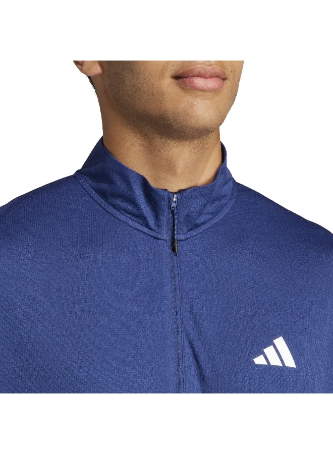 adidas سويت شيرت تدريب أزرق بسحاب للرجال