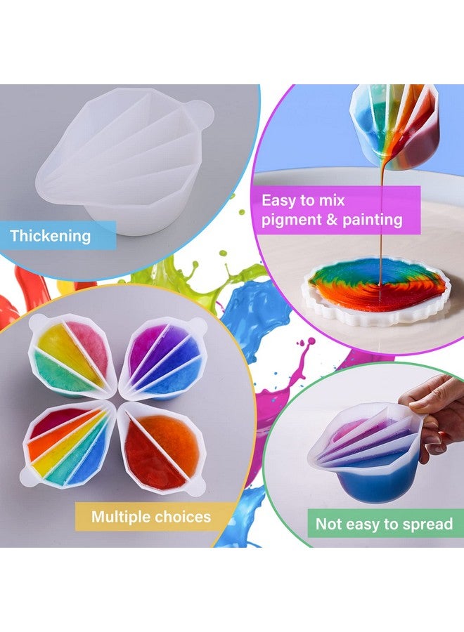 ليتس ريزن أكواب سيليكون مقسمة من LET'S RESIN، 4 قطع أكواب خلط راتنج سميكة وقابلة لإعادة الاستخدام مع 2-5 قنوات، مقسمات لوازم الطلاء، فن السوائل للحرف الراتنجية، صب الطلاء الأكريليكي، الرسم، أبيض - Image 3