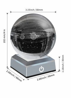 KASTWAVE 3D Solar System Model Crystal Ball 80mm 3.15" Engraved Hologram with Light Up Base Planet Model Science Astronomy Learning Toys Educational Gift for Kids  - Image 4