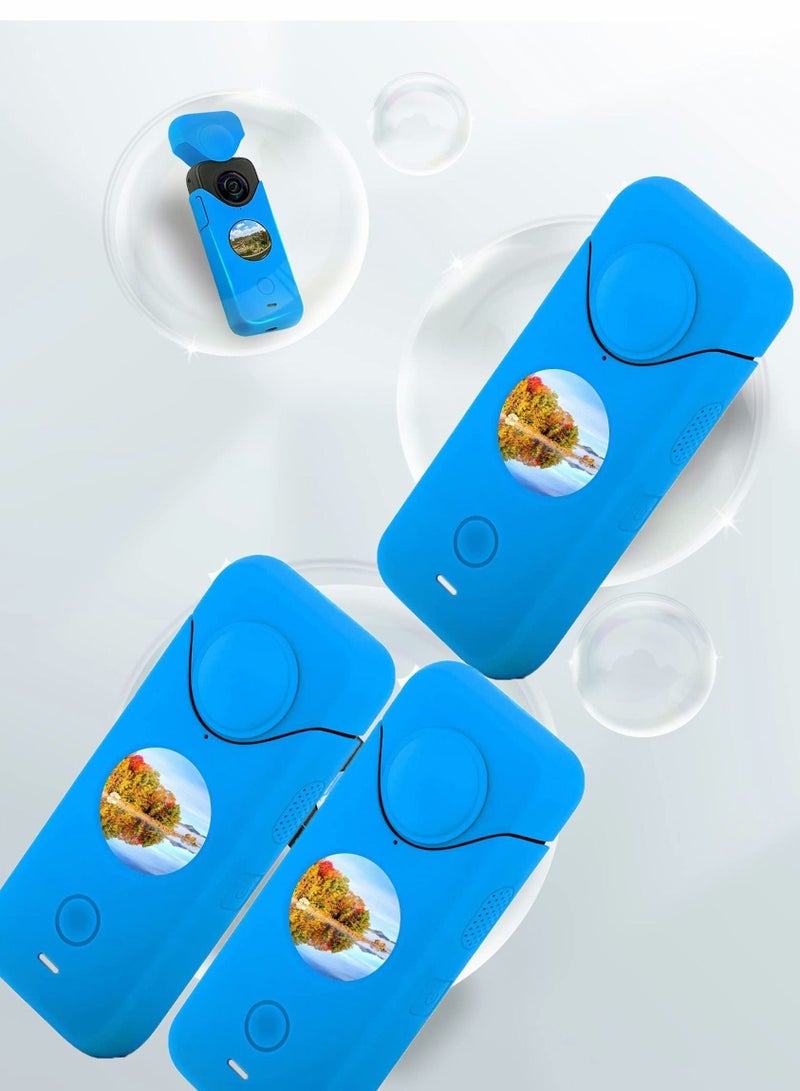 Panoramic Action Camera Cover Dustproof Waterproof Scratch Resistant Silicone Case for Insta360 One X2 (Blue) - Image 2