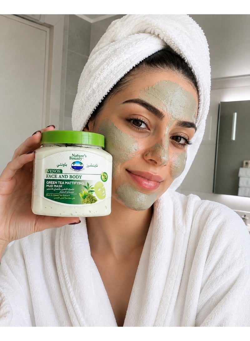 NATURE'S BOUNTY VENOS FACE AND BODY GREEN TEA MATTIFYING MUD MASK - 560ml - Image 2