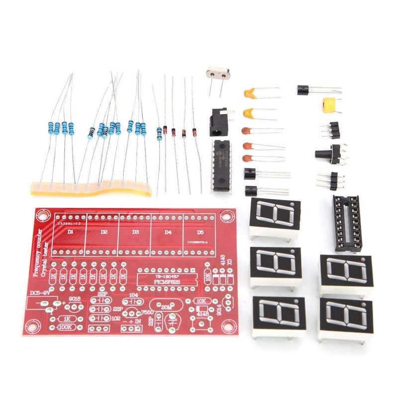 Wal front Crystal Oscillator Frequency Counter Tester Meter, DIY 1Hz-50MHz Frequency Indicator Crystal Oscillator Tester Module Kit with 5 Digits Digital Tube Display Red - Image 1