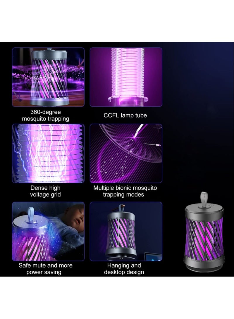 Electronic LED Mosquito Killing Lamp,360 degrees Physical Bug Zapper Electric Fly Insect Trap with UV Light or Bionic Attraction,Home Use Portable Odorless USB Lantern for Indoor and Outdoor - Image 2