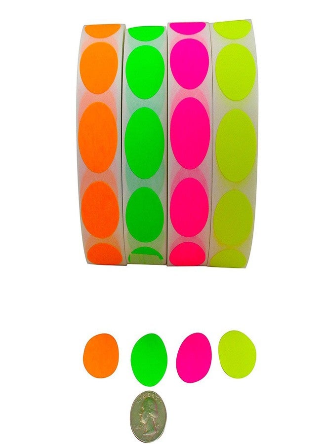 IDEALSEAL Color Coding Labels Super Bright Fluorescent Neon Yellow, Green, Orange and Pink Round Circle Dots for Organizing Inventory 1 Inch 2,000 Total Adhesive Stickers (500 of Each Color) - Image 1