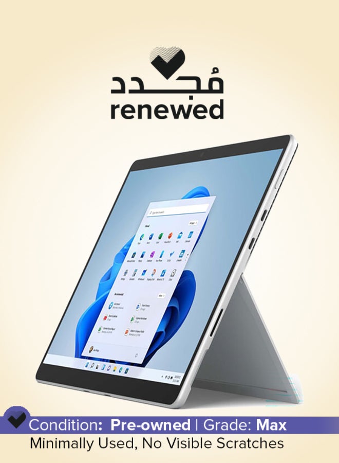 مايكروسوفت Renewed - Surface Pro 8 Laptop With 13 Inch (2880x1920) Display ,Core i5 1115G4 Processor/16GB RAM DDR4/256GB SSD/Intel Iris Xe Graphics/Windows 11 Pro/ English Platinum - Image 1