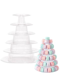6 Tier Round Plastic Macaron Tower Stand, Macarons Holder, Macaroon Cake Display Stand for Dessert Display, Wedding, Birthday Party