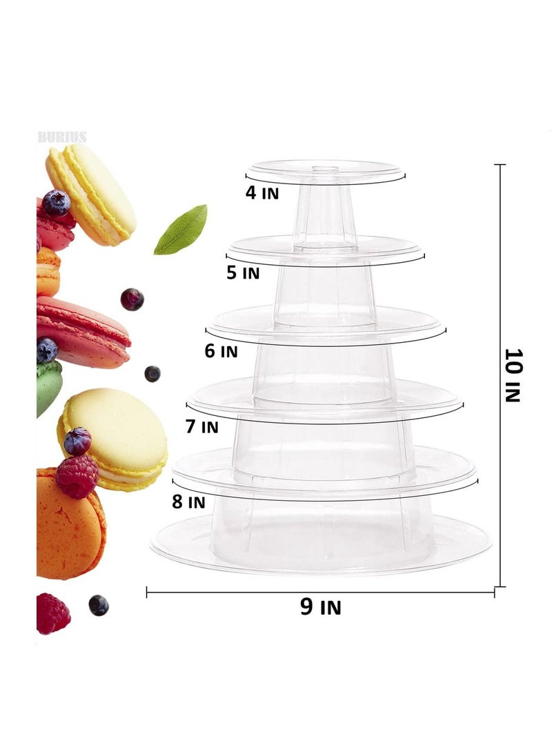 Y&D - 6 Tier Round Plastic Macaron Tower Stand, Macarons Holder, Macaroon Cake Display Stand for Dessert Display, Wedding, Birthday Party - Image 1