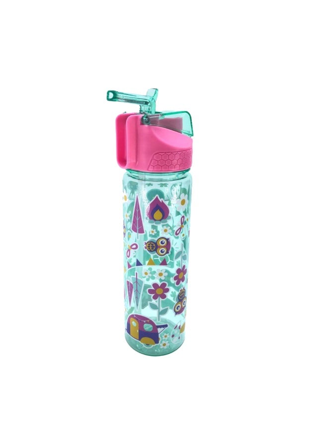 i-kola FLOWER LIGHT GREEN 650 ML Kids Water Bottle for School | BPA-Free Plastic Water Bottle for Boys & Girls | Leakproof, Unbreakable, Easy to Drink, Quick Open Lock (TS-9209 3) - Image 2