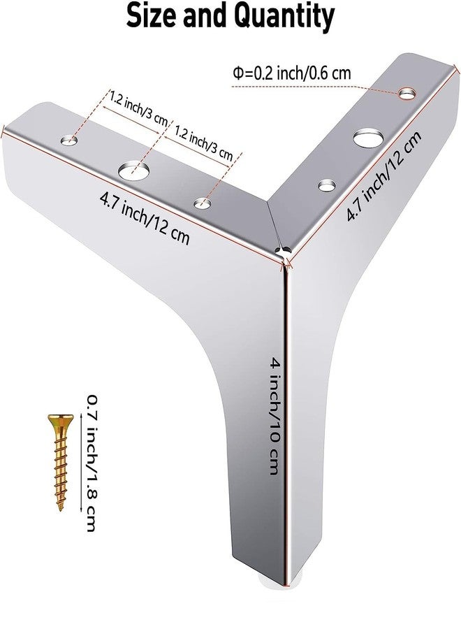 VMD, 4" Stainless Steel Y Type 2 mm Hevy Furniture Hardware Leg, Sofa, Bed Legs, Silver, (Pack of 4) - Image 2