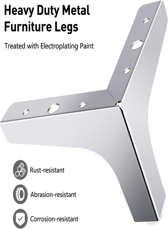 VMD, 4" Stainless Steel Y Type 2 mm Hevy Furniture Hardware Leg, Sofa, Bed Legs, Silver, (Pack of 4) - Image 3
