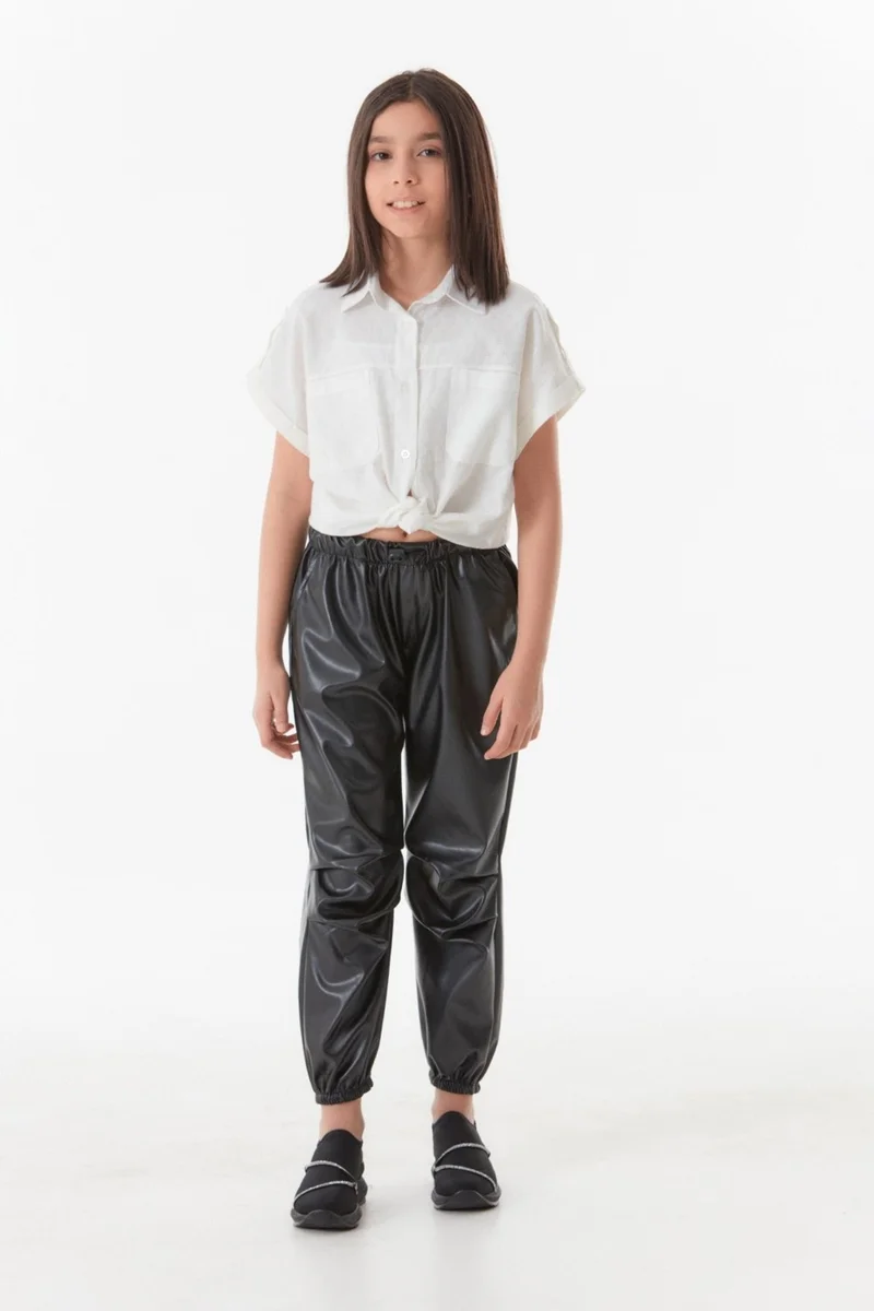 فولامودا Faux Leather Girls' Jogger Pants