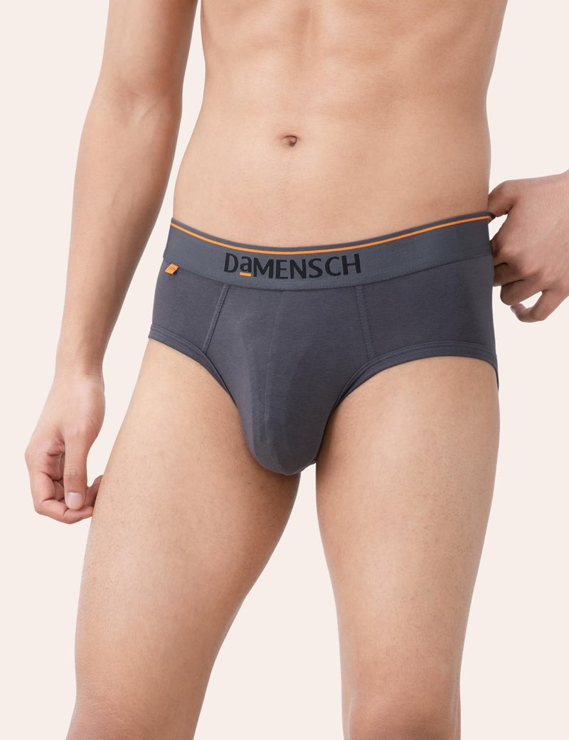 DAMENSCH Deo-Cotton Men's Anti-Bacterial Moisture-Free Cotton Solid Briefs-Charcoal Dust-Pack of 1-Small - Image 4