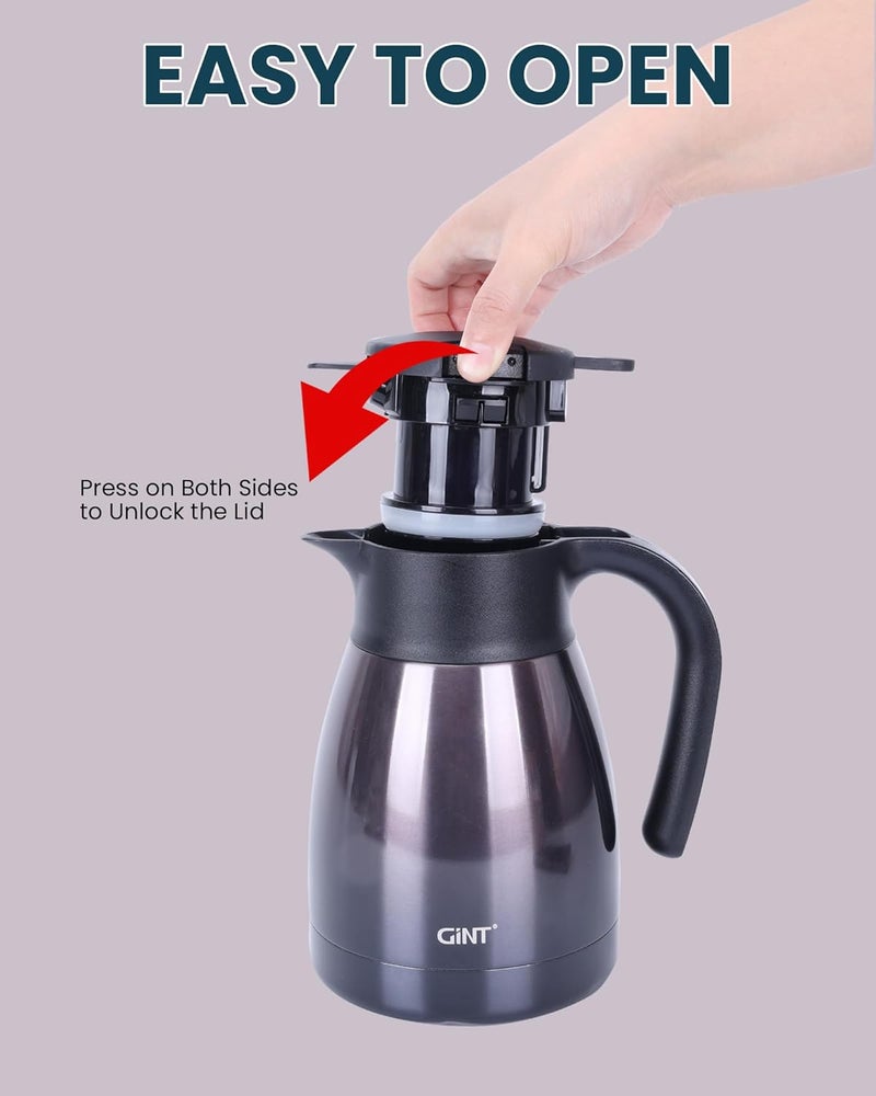 GiNT جينت 1 لتر / 34 أونصة ترمس قهوة حراري، ترمس قهوة من الفولاذ المقاوم للصدأ معزول للحفاظ على السخونة / ترمس مفرغ مزدوج الجدران (أرجواني) - Image 5