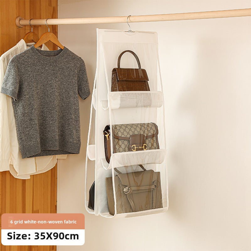 Multi-Layer Hanging Storage Bag for Wardrobe White 6 squares 