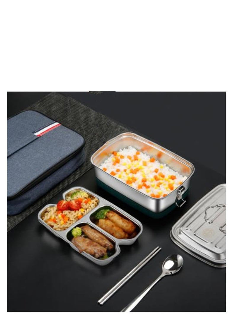 Golden Double Layer Stainless Steel Lunch Box 3 Grid Metal Bento Boxes Leak-proof Strong Tightness Bento Box For Storing Various Fruits Snack Lunch Box (2000ml)  - Image 3
