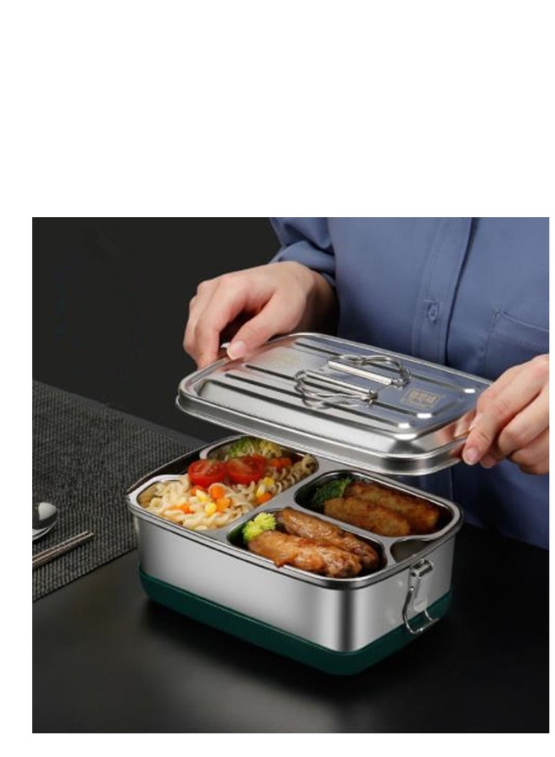 Golden Double Layer Stainless Steel Lunch Box 3 Grid Metal Bento Boxes Leak-proof Strong Tightness Bento Box For Storing Various Fruits Snack Lunch Box (2000ml)  - Image 4