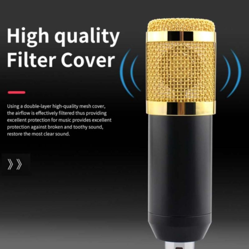 TECHBLAZE BM800 Professional Studio Condenser Microphone Set for Singing & Recording | Shock Mount, U-Shape Splitter, 3.5mm XLR Cable | Podcast, YouTube, Gaming, Voice-Over & Home Studio Mic – Black - Image 5
